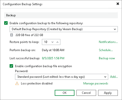 Creating Encrypted Configuration Backups
