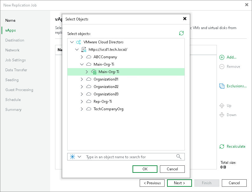 Step 3. Select vApps to Replicate
