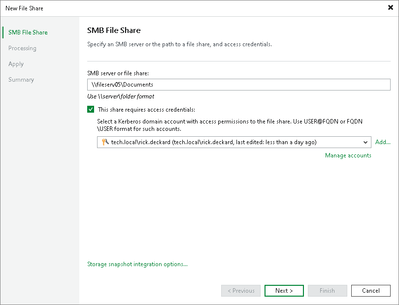 Step 2. Specify Path to SMB File Share and Access Credentials