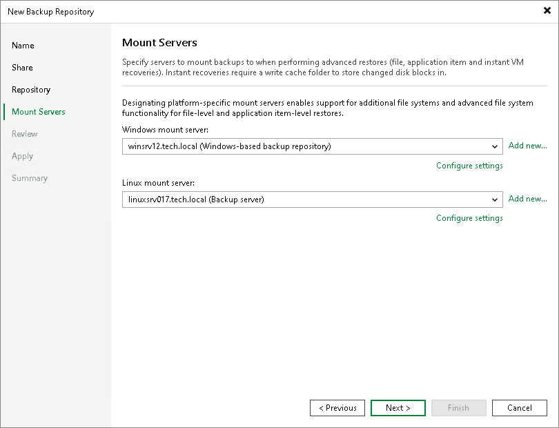 Step 5. Specify Mount Server Settings