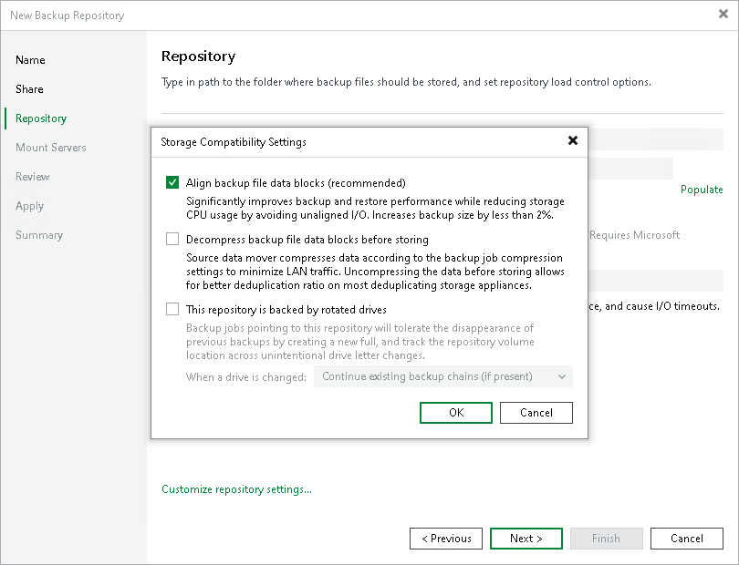 Step 4. Configure Backup Repository Settings