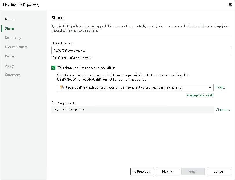 Step 3. Specify Shared Folder Settings