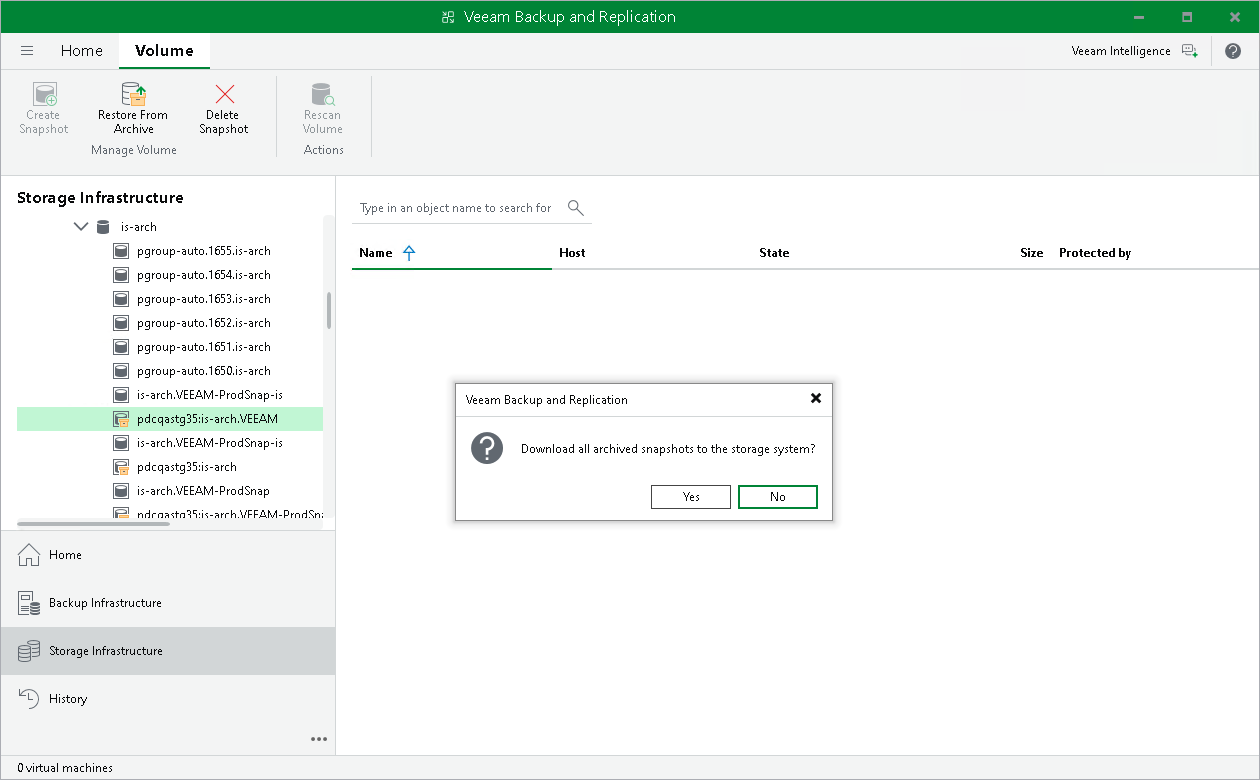 Retrieve data from archived snapshot