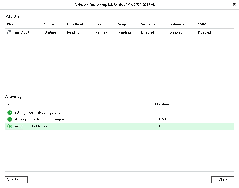 Viewing Recovery Verification Job Statistics