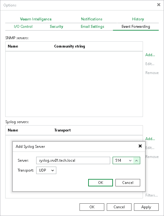 Adding Syslog Server Using Console