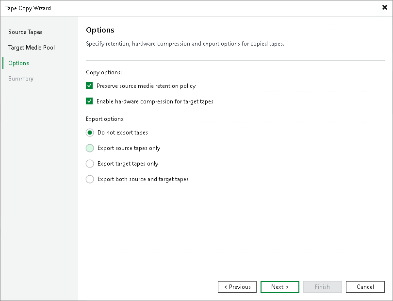 Step 4. Specify Tape Copy Options