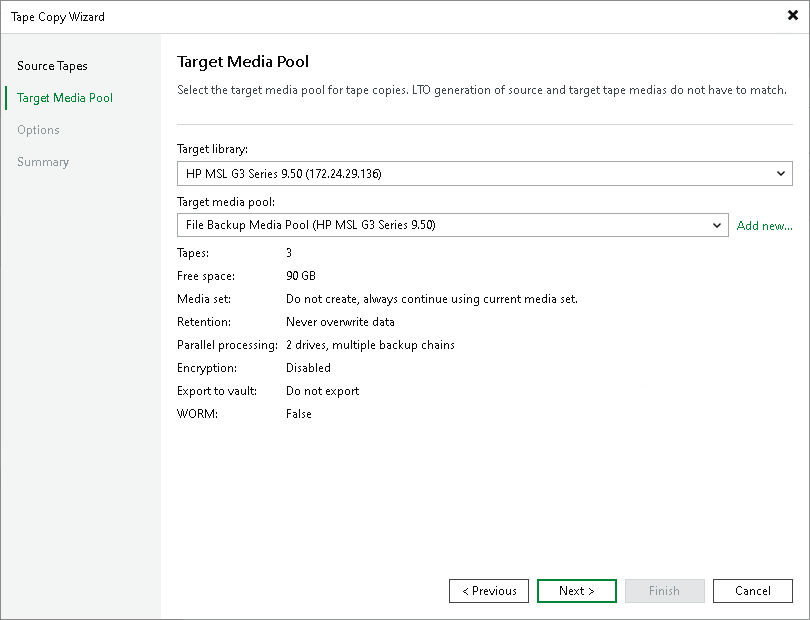Step 3. Choose Target Media Pool