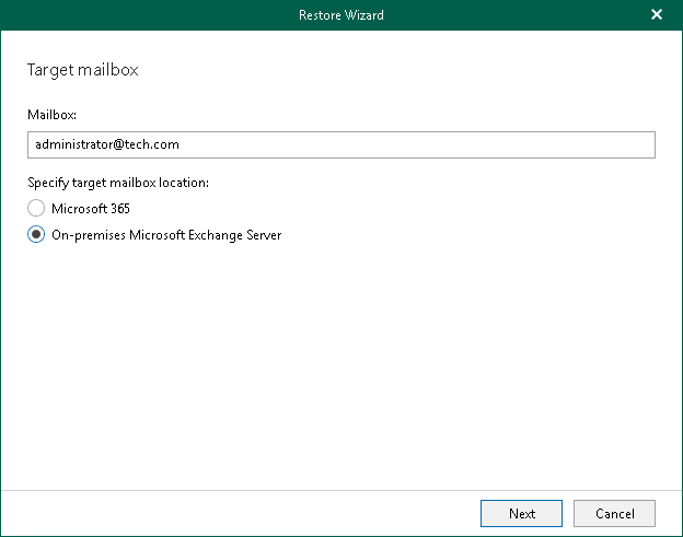 Specify Target Mailbox