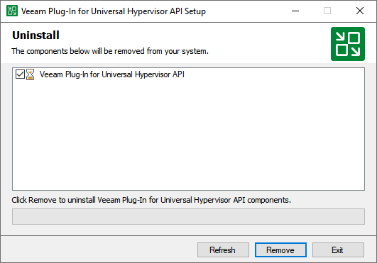 Uninstalling Veeam Plug-In for Universal Hypervisor API