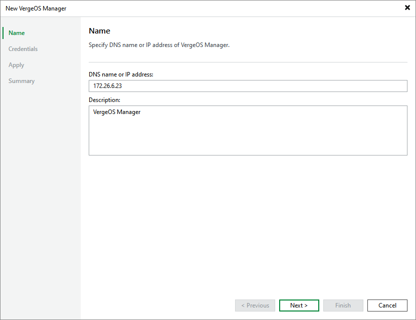Step 2. Specify Domain Name or IP Address of Manager