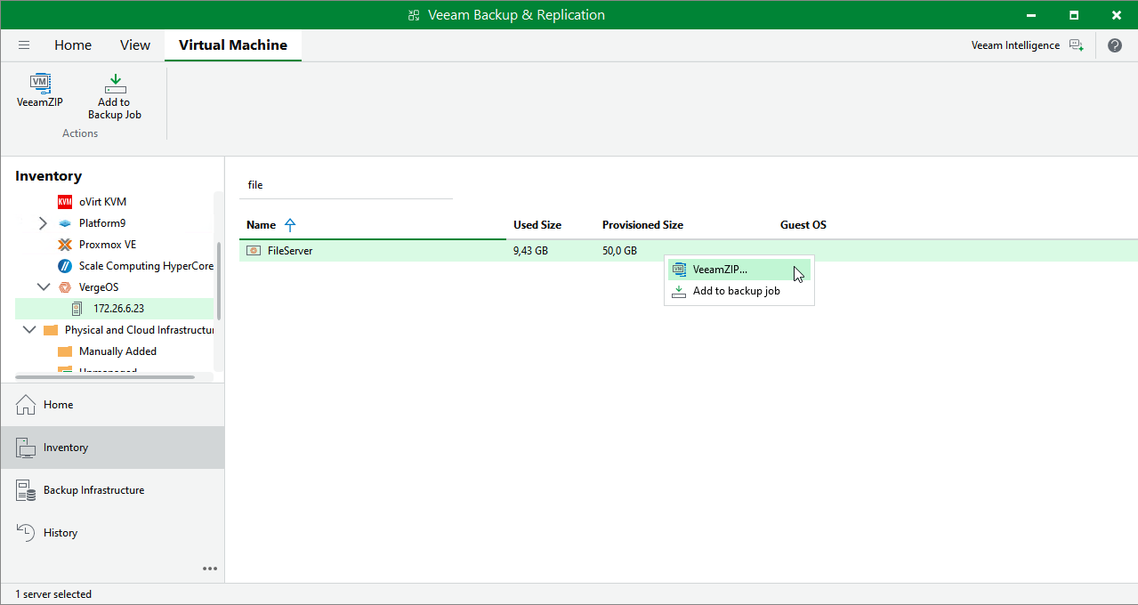 Creating VeeamZIP Backups