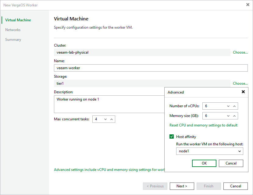 Specify Worker VM Settings