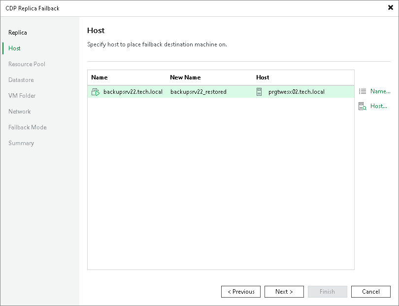 Select target host Step 3. Select Hosts or Clusters
