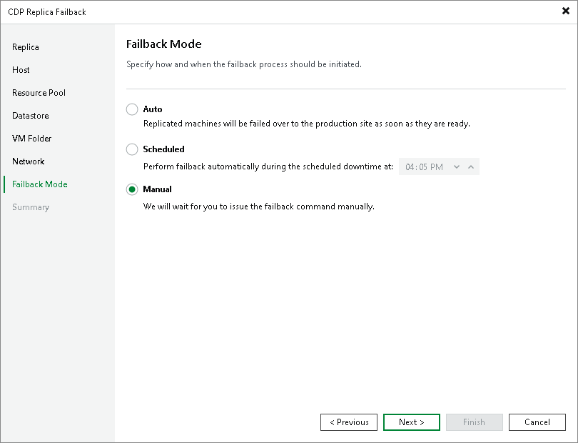 Schedule switching to production Step 8. Schedule Switch to Production VMs