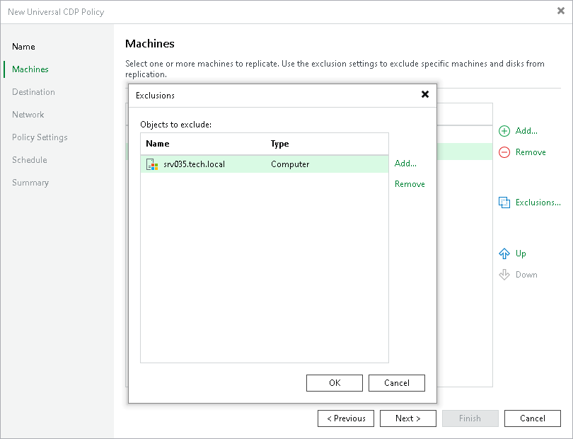 Select workloads Step 4. Exclude Objects