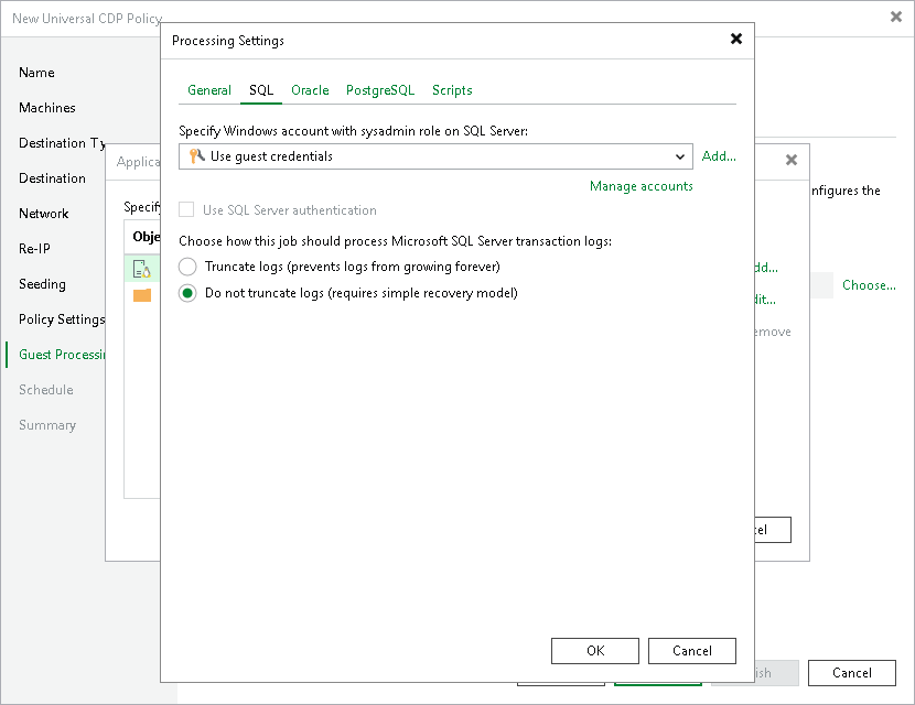 Microsoft SQL Server Transaction Log Settings