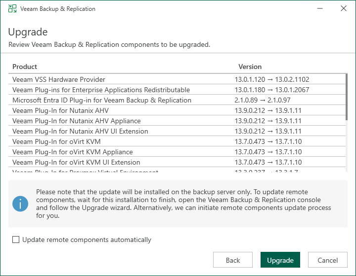 Step 5. Review Components and Begin Update