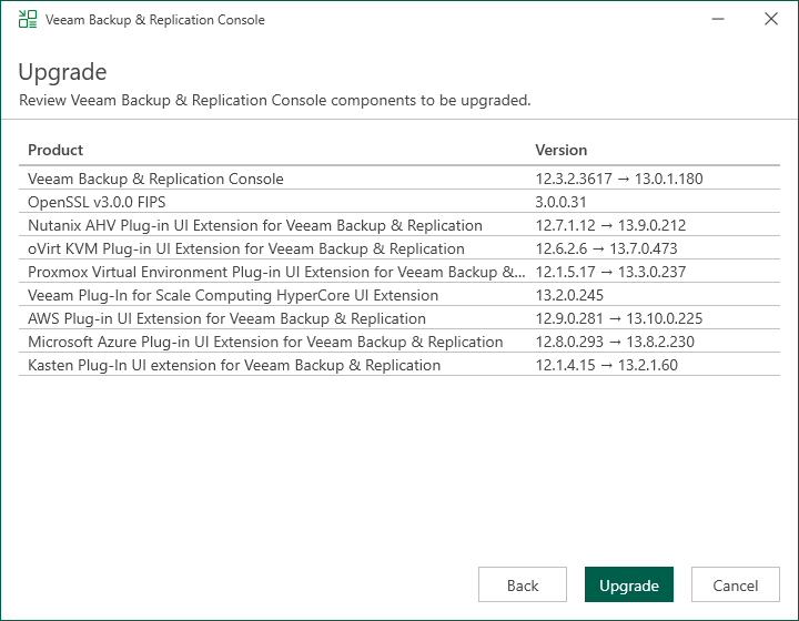 Step 5. Review Components and Begin Upgrade