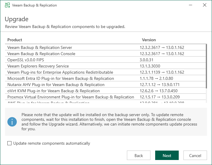 Step 7. Review Components and Begin Upgrade
