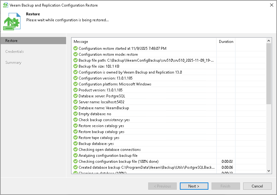 Step 8. Review Restore Settings