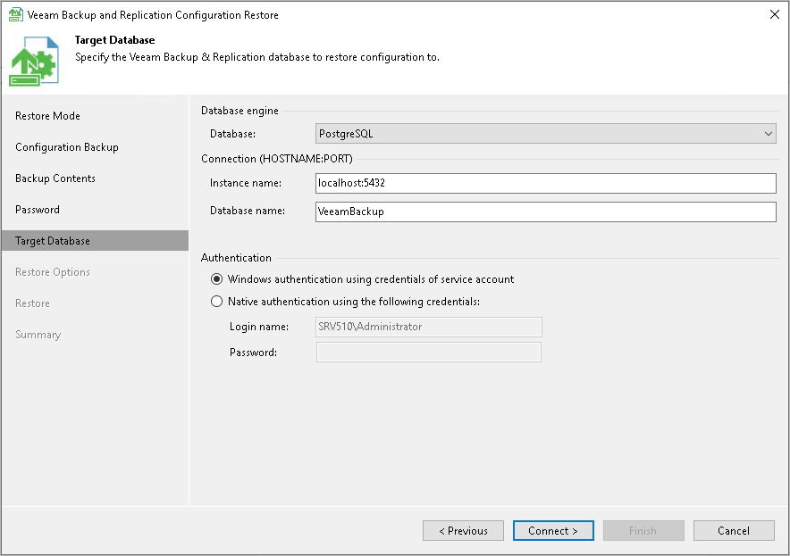 Step 6. Specify Target Database