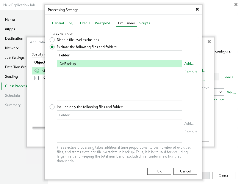 Guest OS File Exclusion Settings