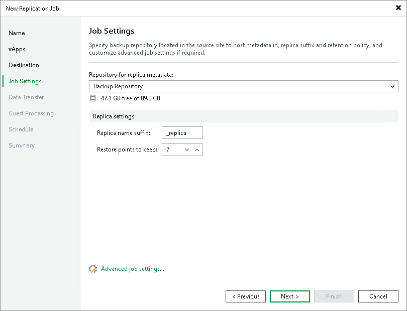 Step 8. Specify Replication Job Settings