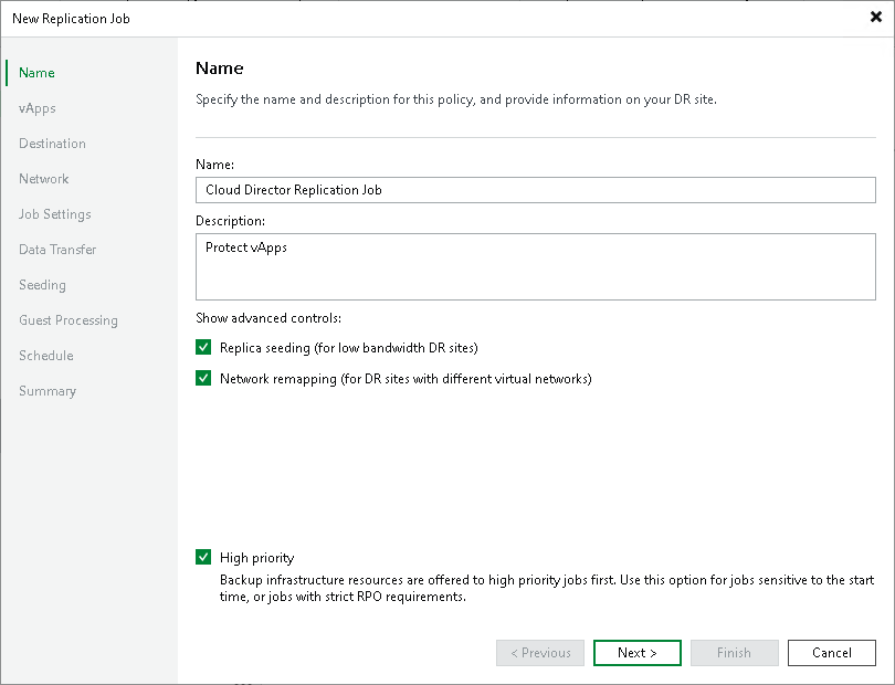 Step 2. Specify Job Name and Advanced Settings