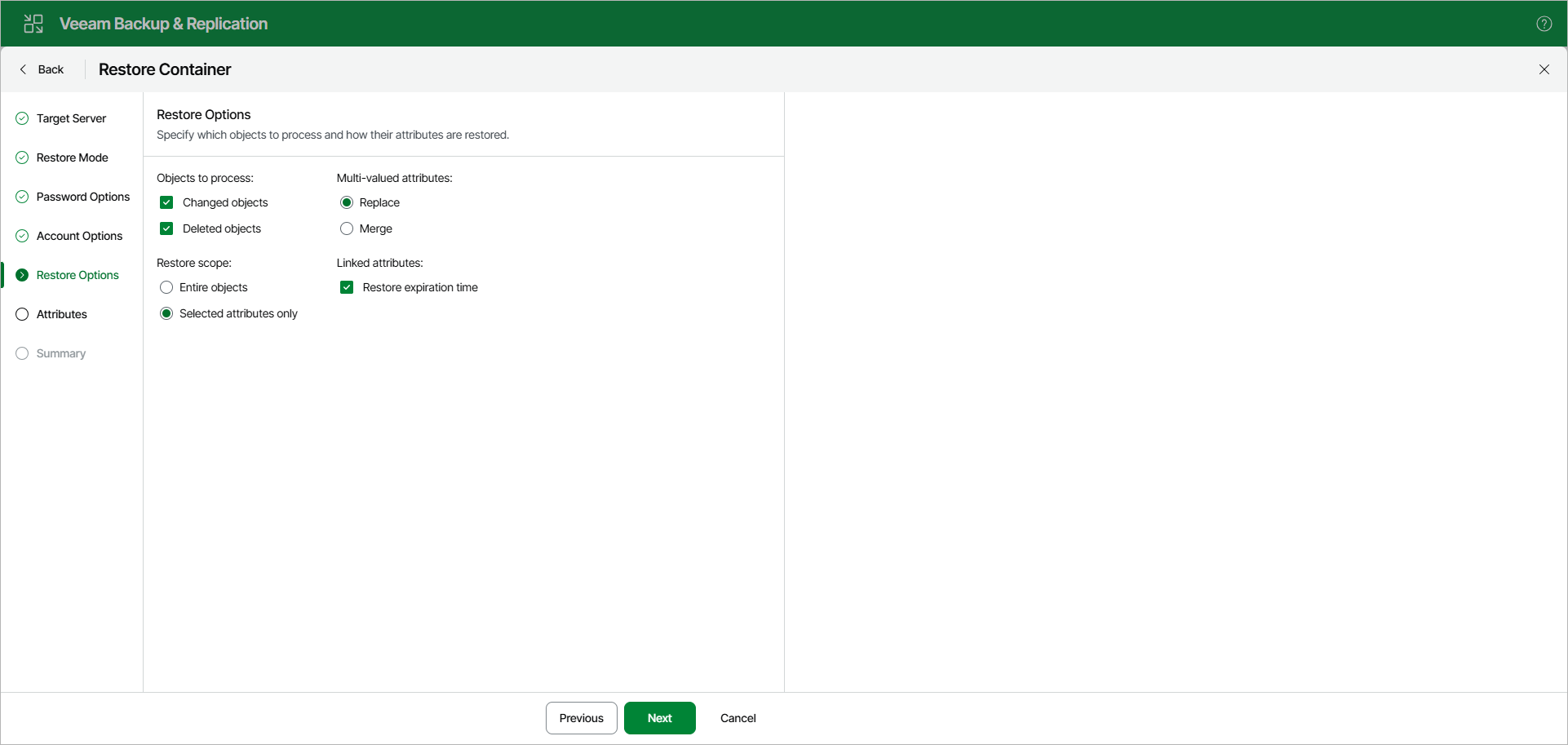 Specifying Restore Options