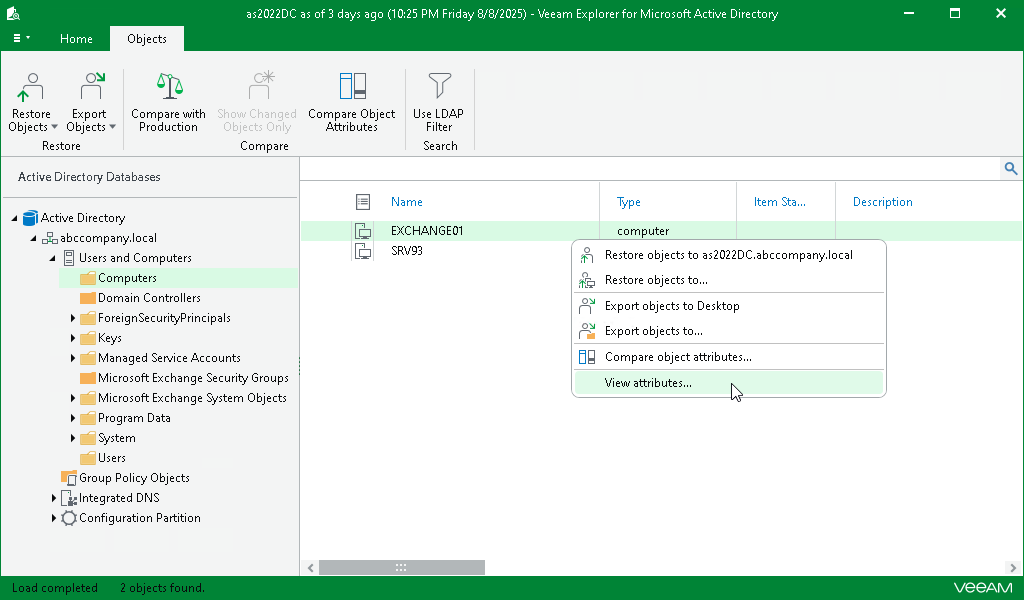 Viewing Object Attributes