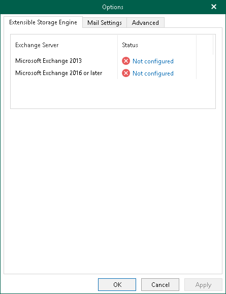 Configuring Extensible Storage Engine