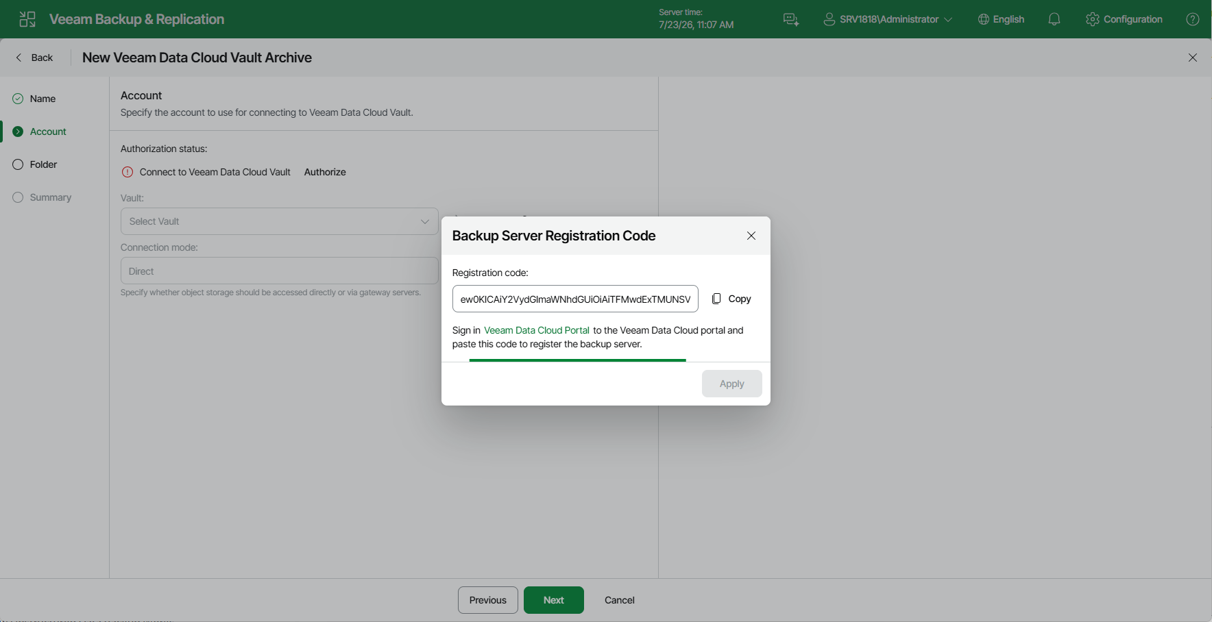 Step 3. Specify Veeam Account