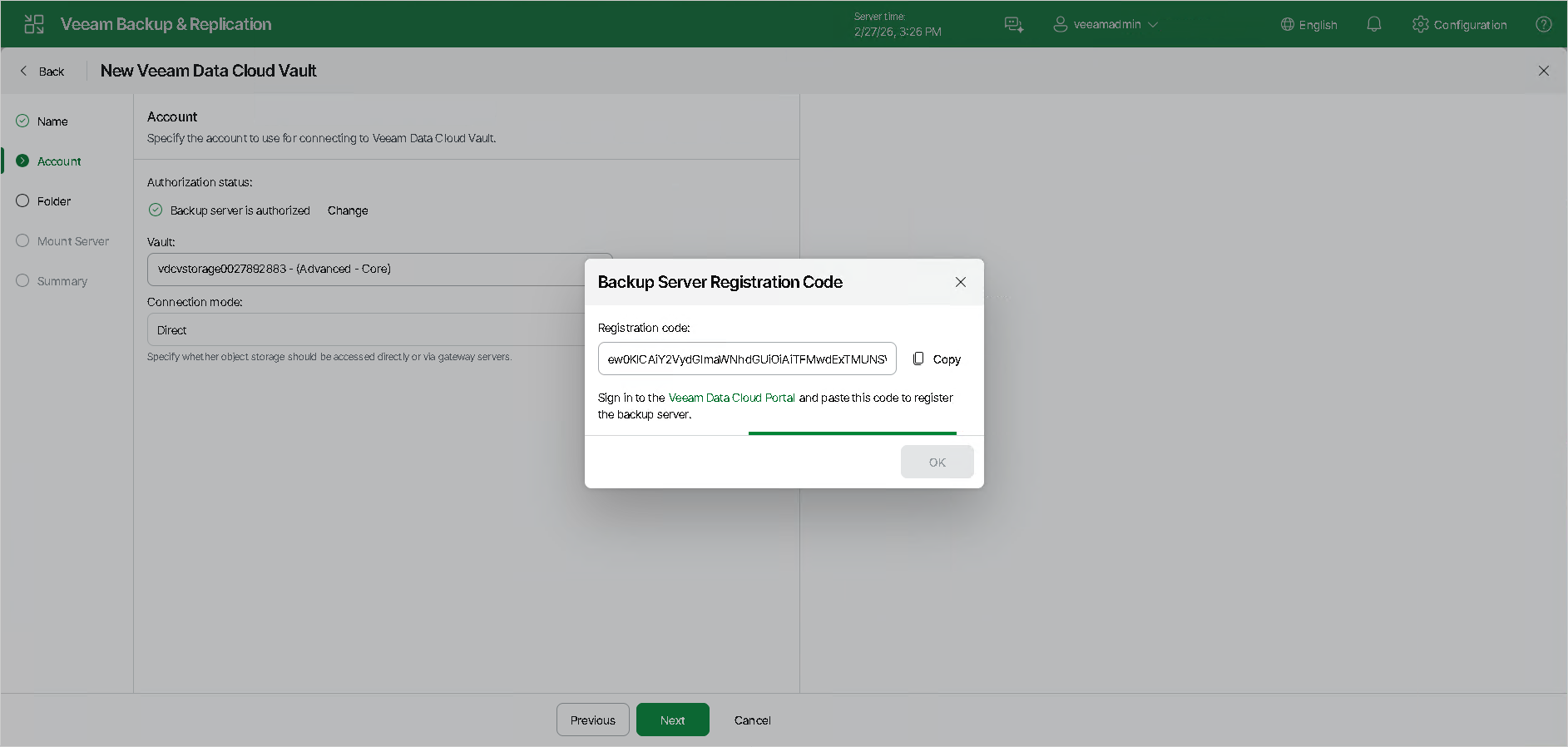 Step 3. Specify Veeam Account