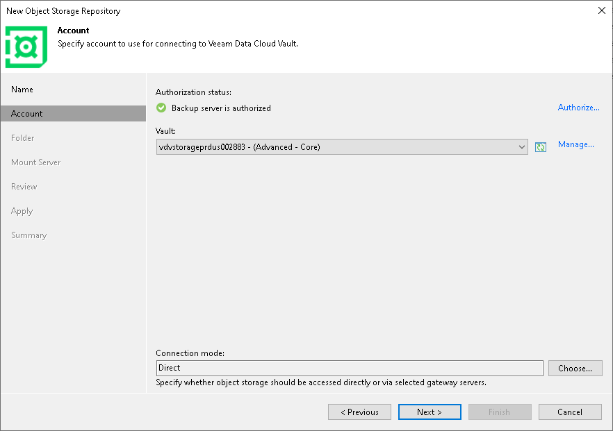 Step 3. Specify Veeam Account