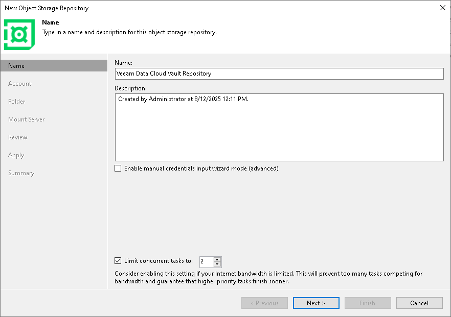 Step 2. Specify Object Storage Name