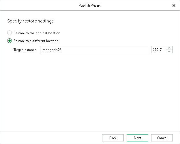 Specifying Publishing Location