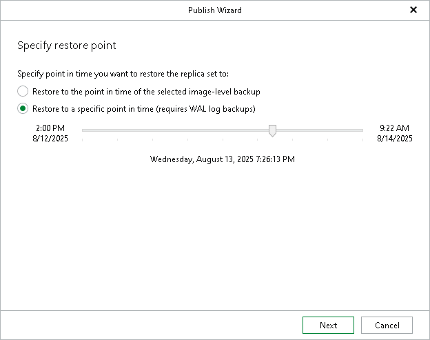 Specifying Restore Point