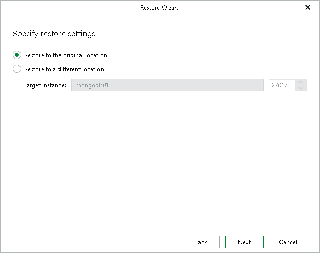 Specifying Restore Settings