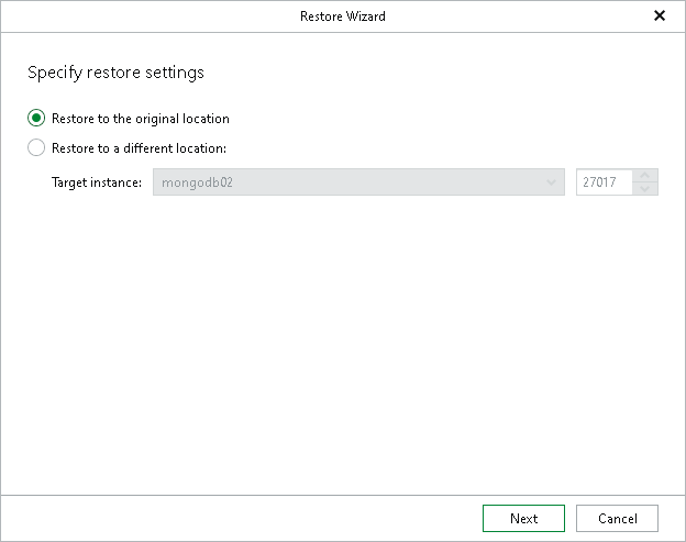 Specifying Restore Settings