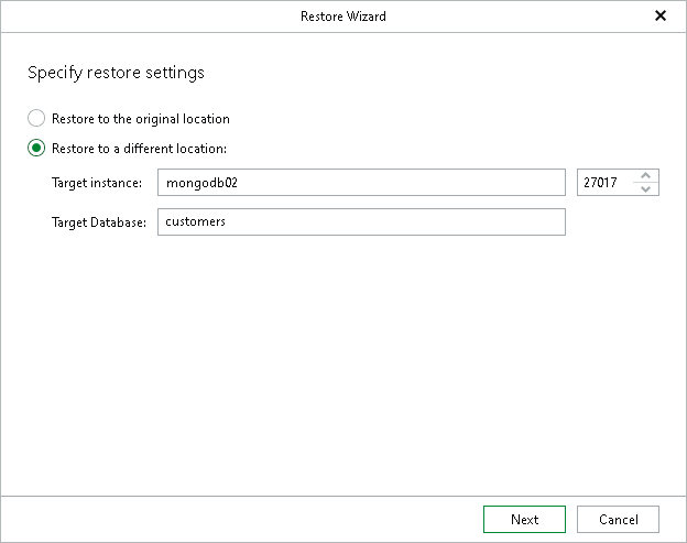 Specifying Restore Settings