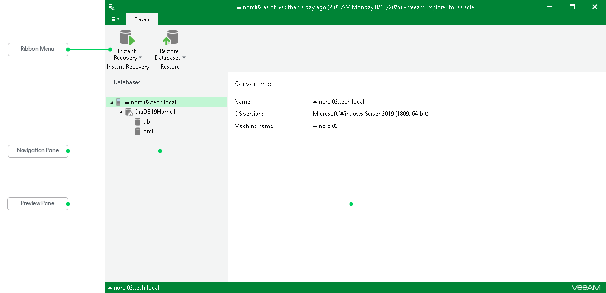 Components of Main Application Window