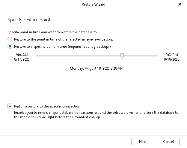 Specifying Restore Point
