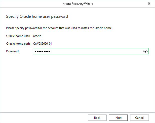 Specifying Oracle Home User Password