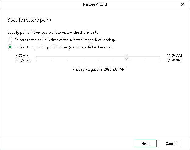 Specifying Restore Point