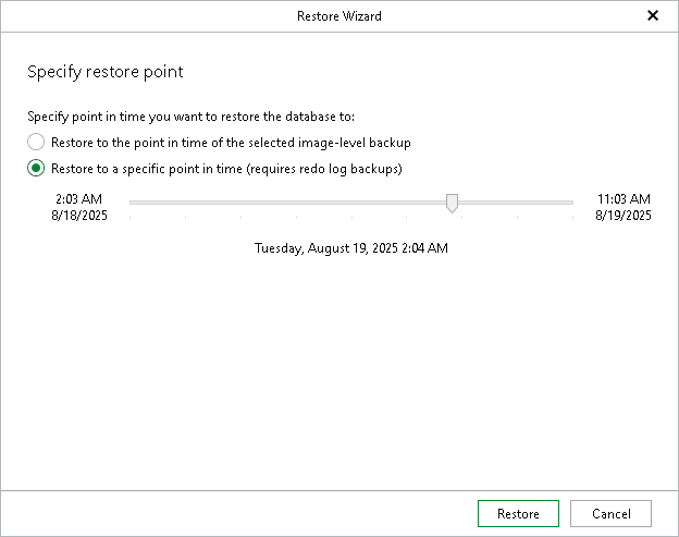 Specifying Restore Point