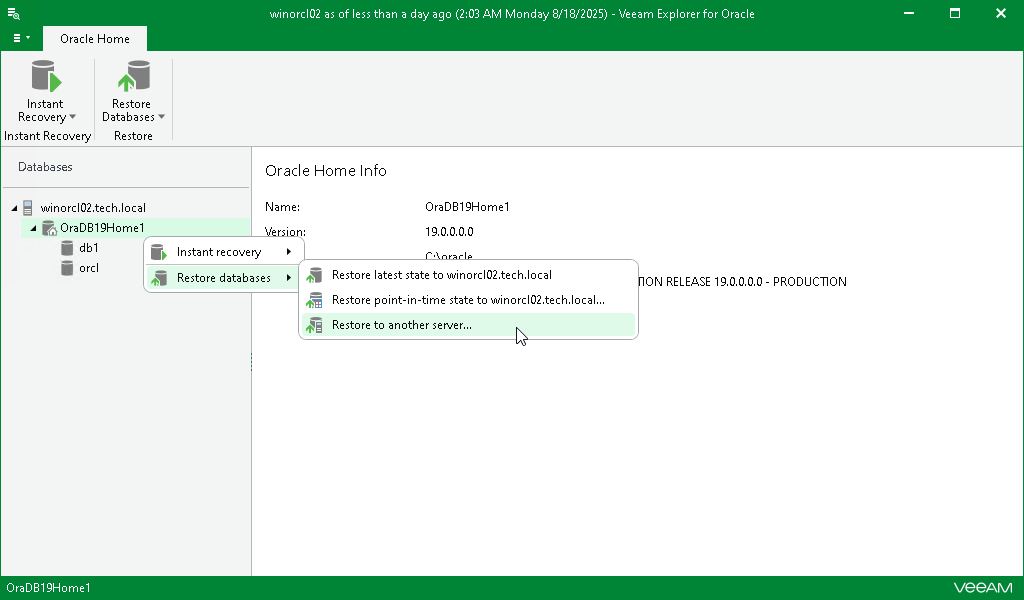Launching Restore Wizard