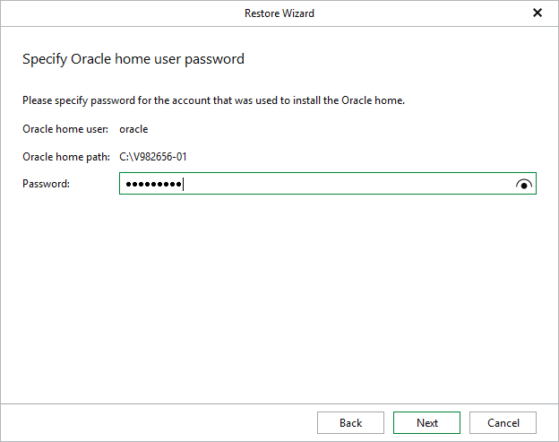 Specifying Oracle Home User Password