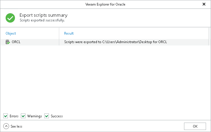 Step 8. Review Export Summary