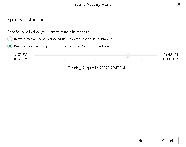 Specifying Restore Point