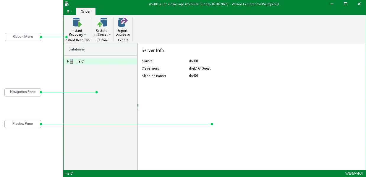 Components of Main Application Window